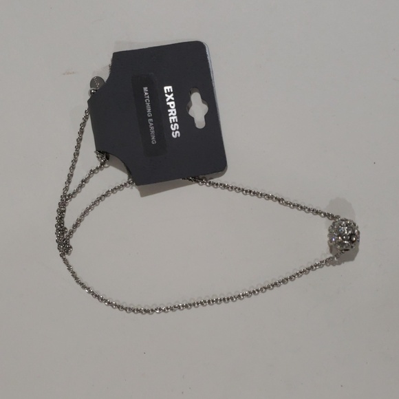 EXPRESS Silver Tone Pavé Crystal Rhinestone Ball Charm Necklace, Stylish Jewelry - Picture 7 of 9